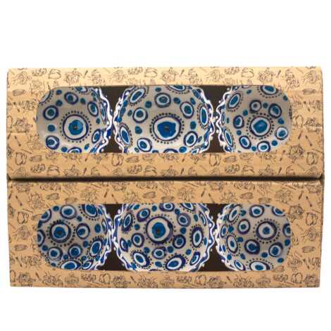 Set of Six 8 cm Embossed Evil Eye Bowls - 1