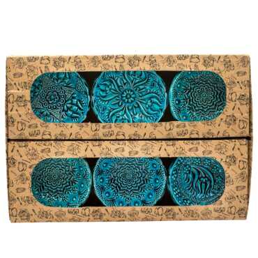 Set of Six 8 cm Turquoise Bowls - 1