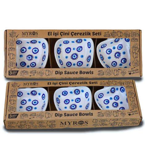 Set of Three Embossed Evil Eye Apple Snack Bowls in Gift Box - 1