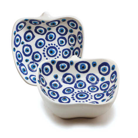 Set of Three Embossed Evil Eye Apple Snack Bowls in Gift Box - 2