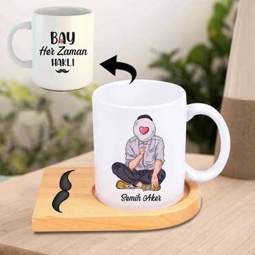 Sweetheart Themed Wooden Mug Serving Set - 2