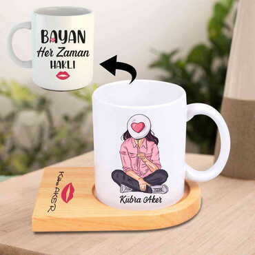 Sweetheart Themed Wooden Mug Serving Set - 3