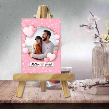 Myros - Sweetheart Themed Mini Print Canvas Magnet With Easel 70x100 mm