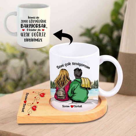 Sweetheart Themed Wooden Mug Serving Set - 6