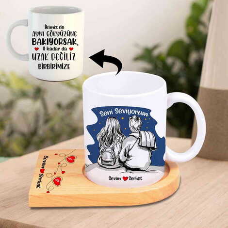 Sweetheart Themed Wooden Mug Serving Set - 8