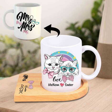 Sweetheart Themed Wooden Mug Serving Set - 9