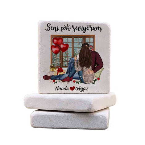 Sweetheart Themed Customised Stone Coaster 100x100 mm - 6