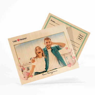 Sweetheart Themed Wooden UV Printed Travel Postcard 116x150 mm - 3