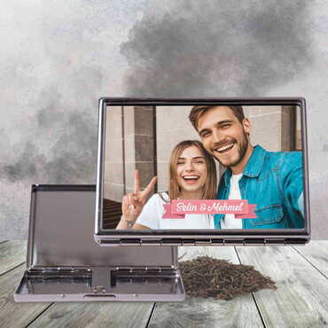 Myros - Sevgiliye Özel Myros Fotoğraflı Metal Büyük Sigara Tabakası 103x80x11 mm
