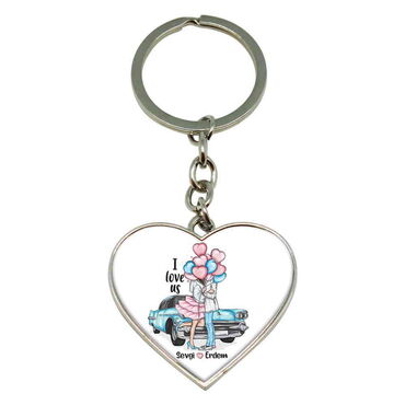 Sweetheart Themed Metal Heart Keychain 40x90 mm - 3
