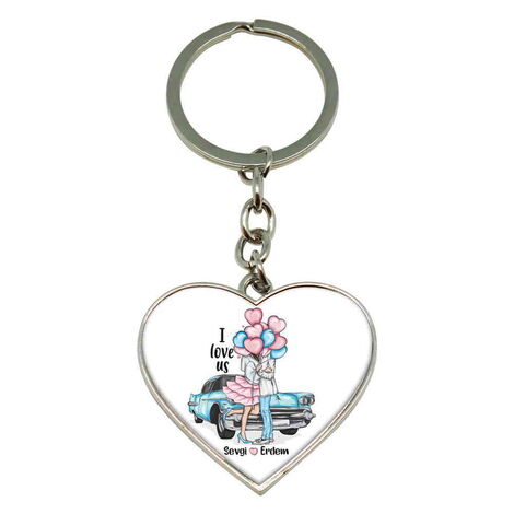 Sweetheart Themed Metal Heart Keychain 40x90 mm - 3