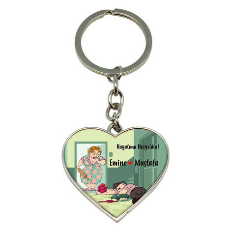 Sweetheart Themed Metal Heart Keychain 40x90 mm - 4