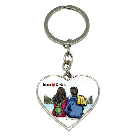 Sweetheart Themed Metal Heart Keychain 40x90 mm - 5