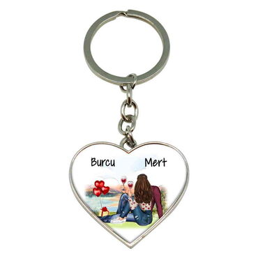 Sweetheart Themed Metal Heart Keychain 40x90 mm - 6