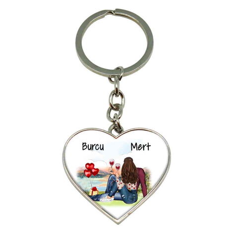 Sweetheart Themed Metal Heart Keychain 40x90 mm - 6