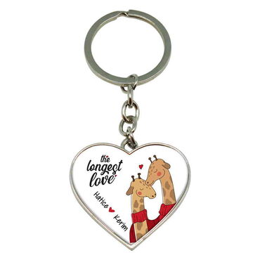 Sweetheart Themed Metal Heart Keychain 40x90 mm - 7