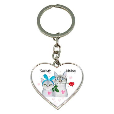 Sweetheart Themed Metal Heart Keychain 40x90 mm - 8
