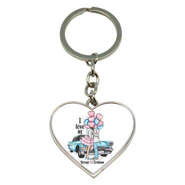 Sweetheart Themed Metal Heart Keychain 40x90 mm - 2