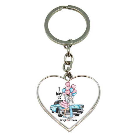 Sweetheart Themed Metal Heart Keychain 40x90 mm - 2