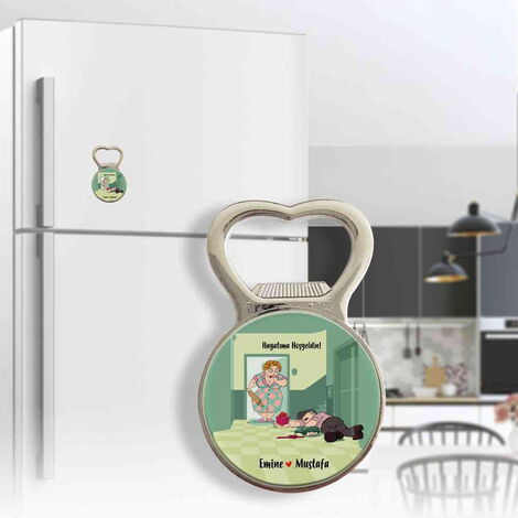 Sweetheart Themed Metal Magnetic Small Round Opener 38x60 mm - 3