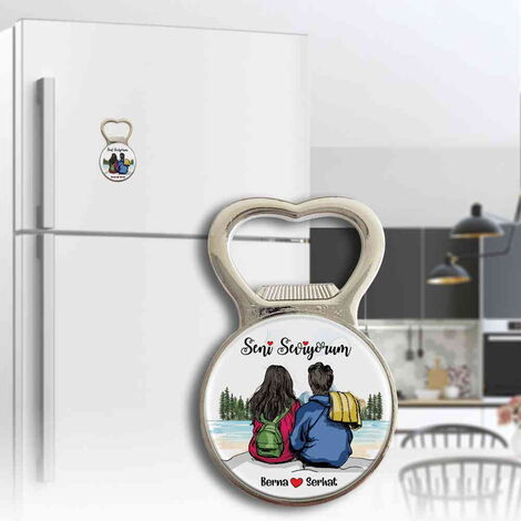 Sweetheart Themed Metal Magnetic Small Round Opener 38x60 mm - 7