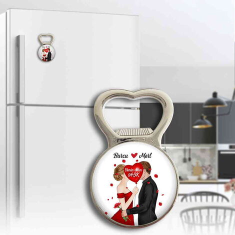 Sweetheart Themed Metal Magnetic Small Round Opener 38x60 mm - 8