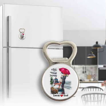 Sweetheart Themed Metal Magnetic Small Round Opener 38x60 mm