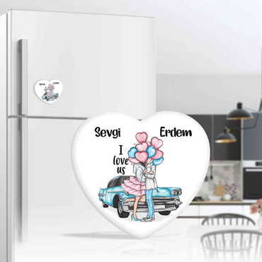 Sweetheart Themed Epoxy Dome Heart Souvenir Fridge Magnet 65x60 mm