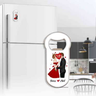 Sweetheart Themed Customizable Metal Magnetic Bottle Opener 95x42 mm