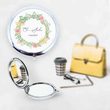 Myros - Sweetheart Themed Customised Metal Epoxy Travel Make Up Compact Mirror 70x11 mm