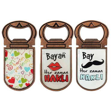 Sweetheart Themed Customizable Metal Magnetic Bottle Opener 40x95 mm - 3
