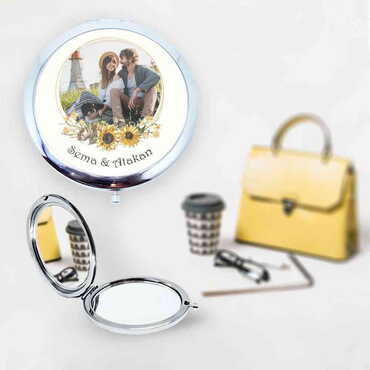 Sweetheart Themed Customised Metal Epoxy Travel Make Up Compact Mirror 70x11 mm