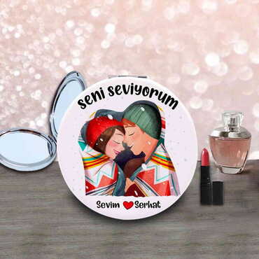 Sweetheart Themed Customised Uv Printed Round Compact Mirror 72x11 mm