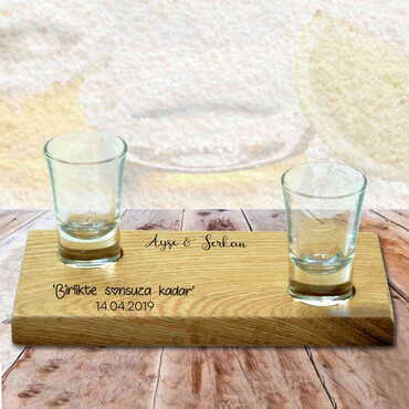 Sweetheart Themed Wooden Shot Glass Serving Set of 2 pcs - 3