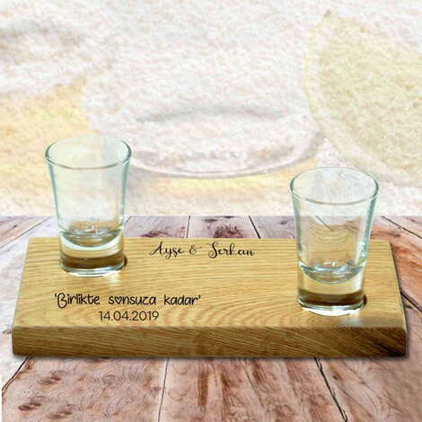 Sweetheart Themed Wooden Shot Glass Serving Set of 2 pcs - 3