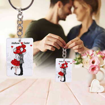 Sweetheart Themed Customised UV Printed Plastic Base Rectangle Keyring 31x106 mm - 4
