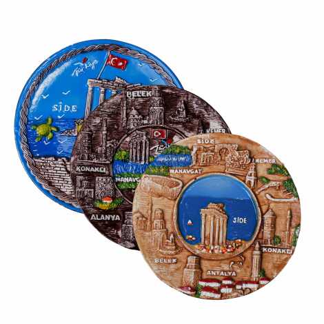 Side Temalı Alçı Yöresel Tabak 15 cm - 2
