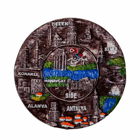 Side Temalı Alçı Yöresel Tabak 15 cm - 3