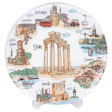 Myros - Side Themed Bespoke Printed Glass Plate 21 Cm