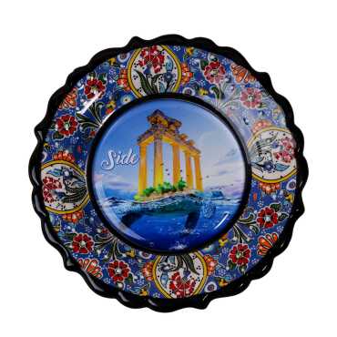 Side Themed Turkish Ceramic Plate With Epoxy 12 Cm - 8