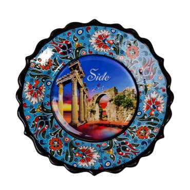 Side Themed Turkish Ceramic Plate With Epoxy 12 Cm - 12