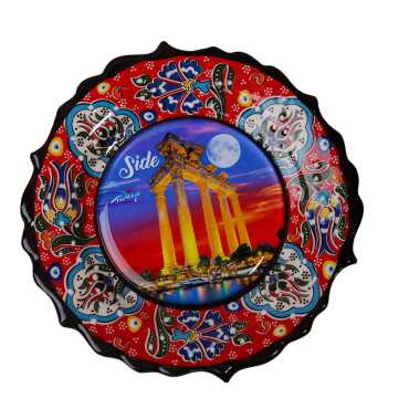 Side Themed Turkish Ceramic Plate With Epoxy 12 Cm - 14