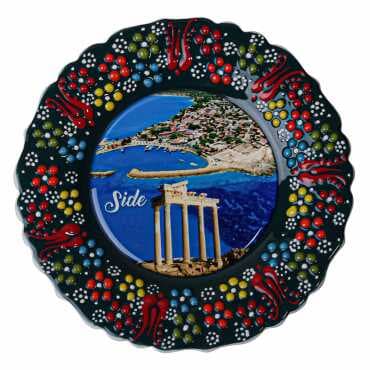 Side Themed Turkish Ceramic Plate With Epoxy 18 Cm - 6