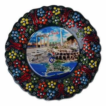 Side Themed Turkish Ceramic Plate With Epoxy 18 Cm - 10