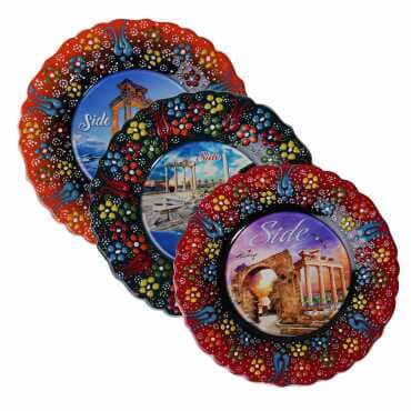 Side Themed Turkish Ceramic Plate With Epoxy 18 Cm - 5