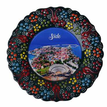 Toptan Side Temalı Çini Myros Resim Tabak 18 cm - 7