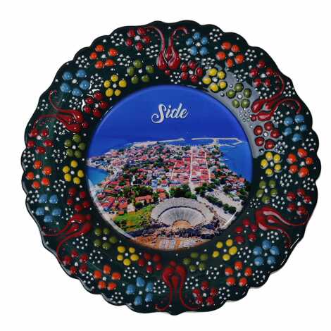 Toptan Side Temalı Çini Myros Resim Tabak 18 cm - 7