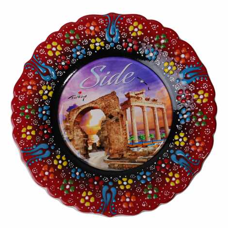 Toptan Side Temalı Çini Myros Resim Tabak 18 cm - 11