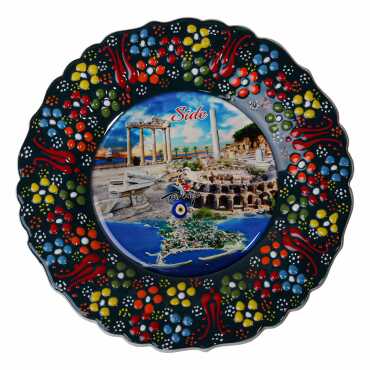 Toptan Side Temalı Çini Myros Resim Tabak 18 cm - 10