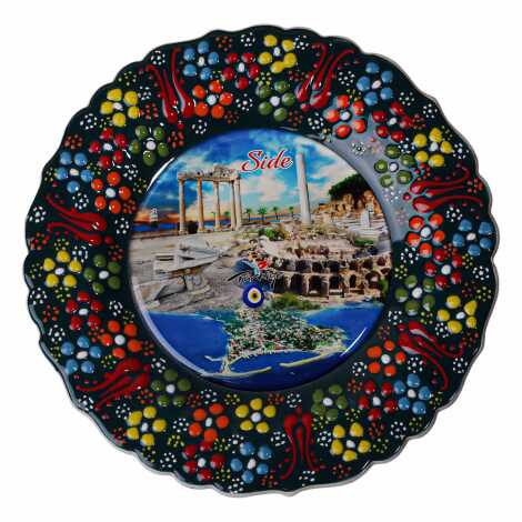 Toptan Side Temalı Çini Myros Resim Tabak 18 cm - 10